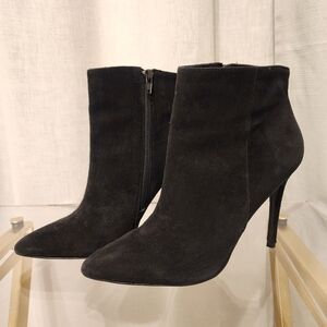 Charles By Charles David Black Suede Heeled Ankle Boots